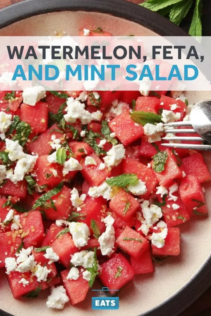 Refreshing watermelon salad with feta and mint