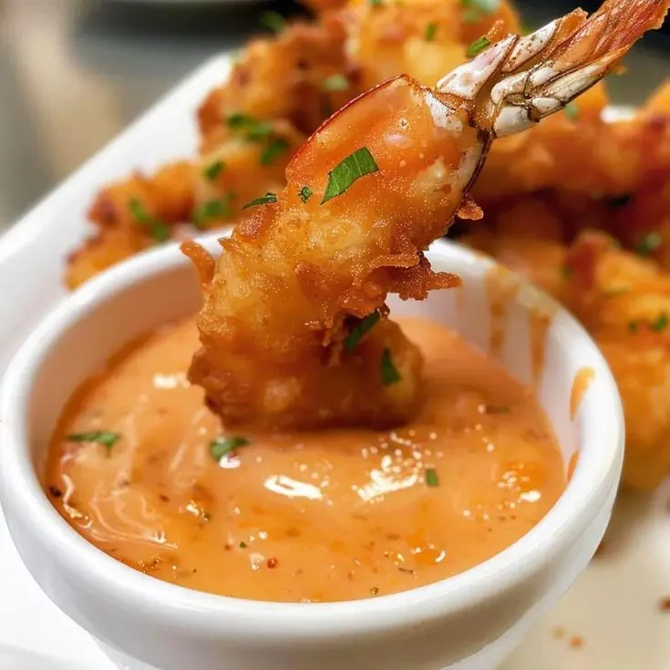 Bottle of homemade Yum Yum Sauce served with shrimp and vegetables