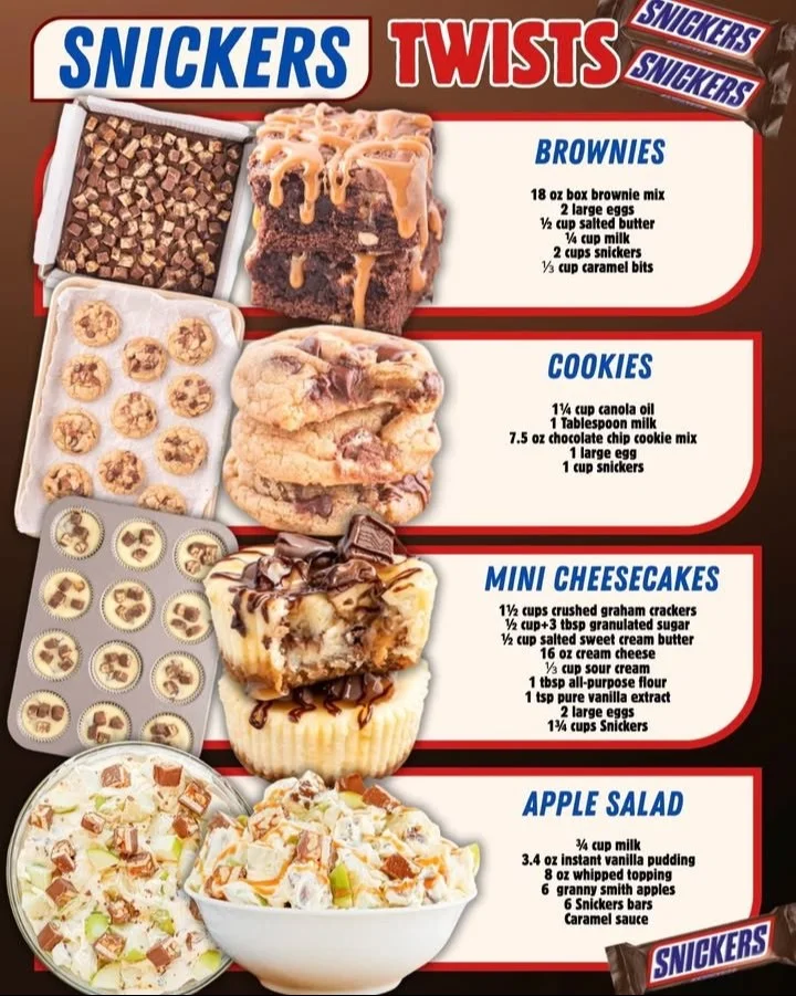 A delightful assortment of Snickers Twists in various flavors and styles.