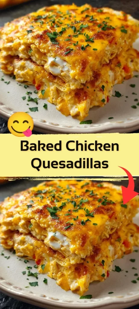 Delicious baked chicken quesadillas with melted cheese and toppings