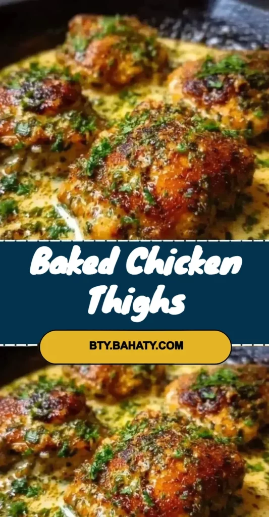 Baked chicken thighs seasoned and cooked to perfection on a plate
