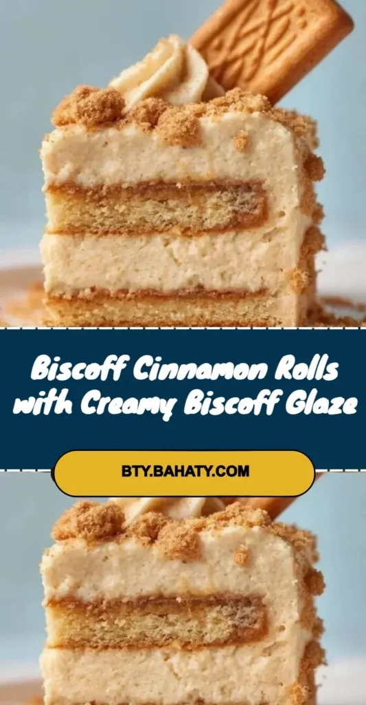 Freshly baked Biscoff cinnamon rolls topped with creamy Biscoff glaze