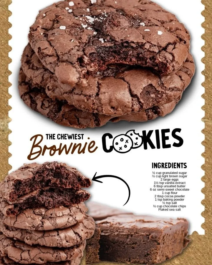 Delicious homemade brownie cookies with a fudgy texture and chocolate chunks