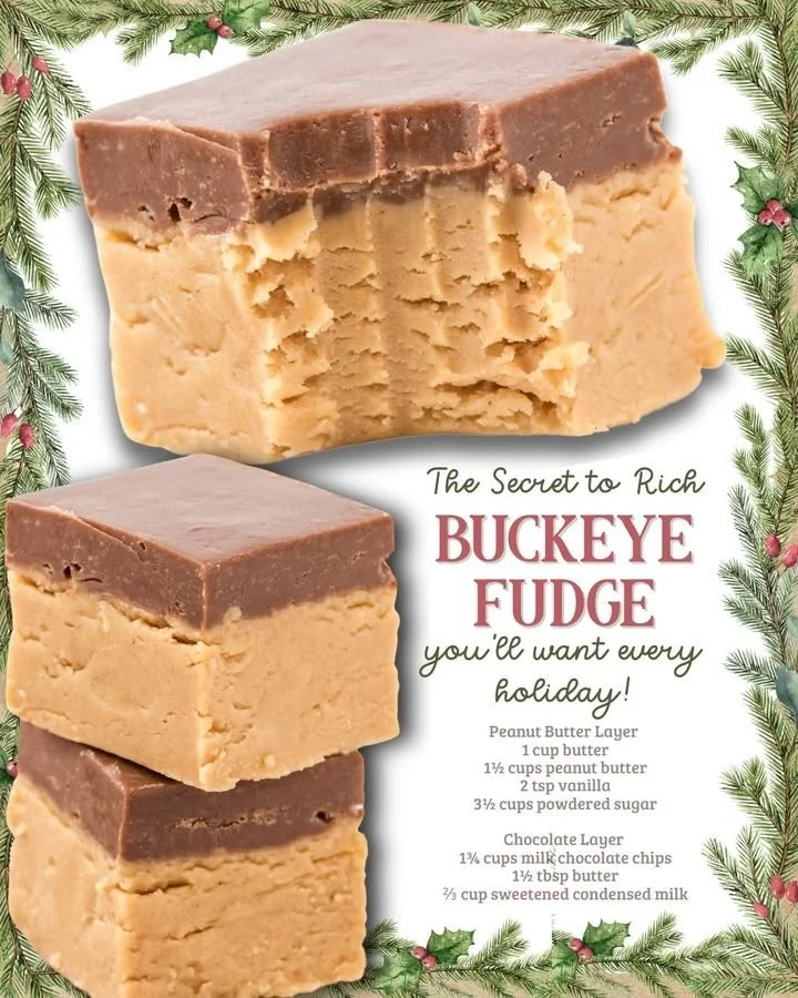 Delicious Buckeye Fudge dessert featuring creamy peanut butter and chocolate layers