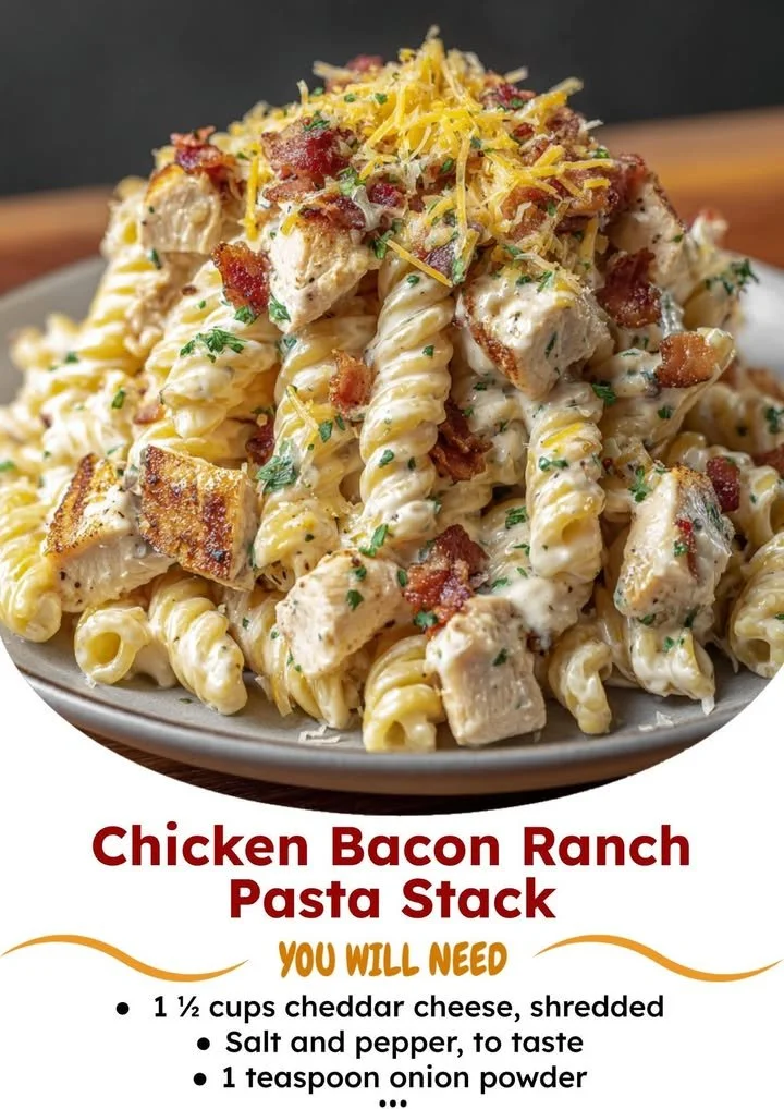 Creamy Chicken Bacon Ranch Pasta with cheese and herbs