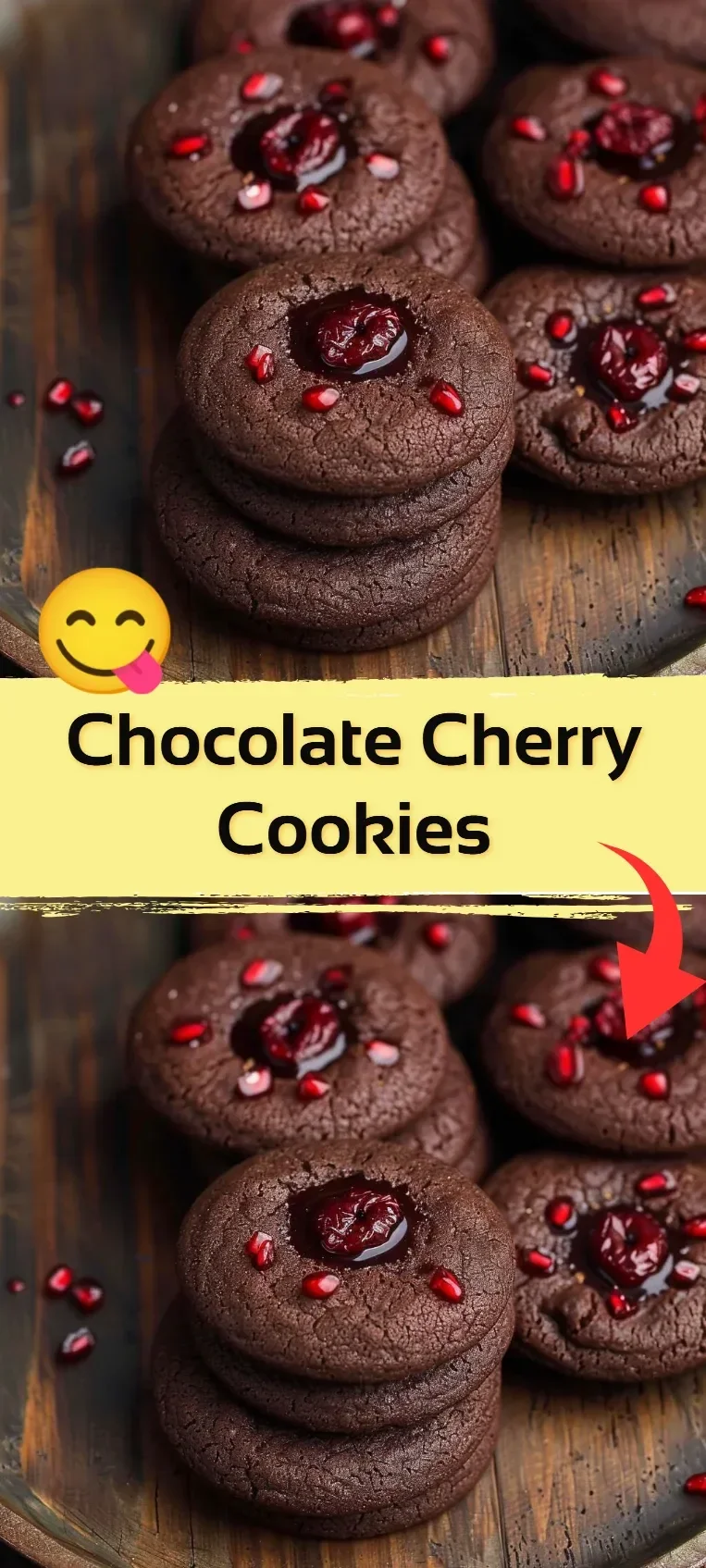 Delicious Chocolate Cherry Cookies with chocolate chunks and fresh cherries.