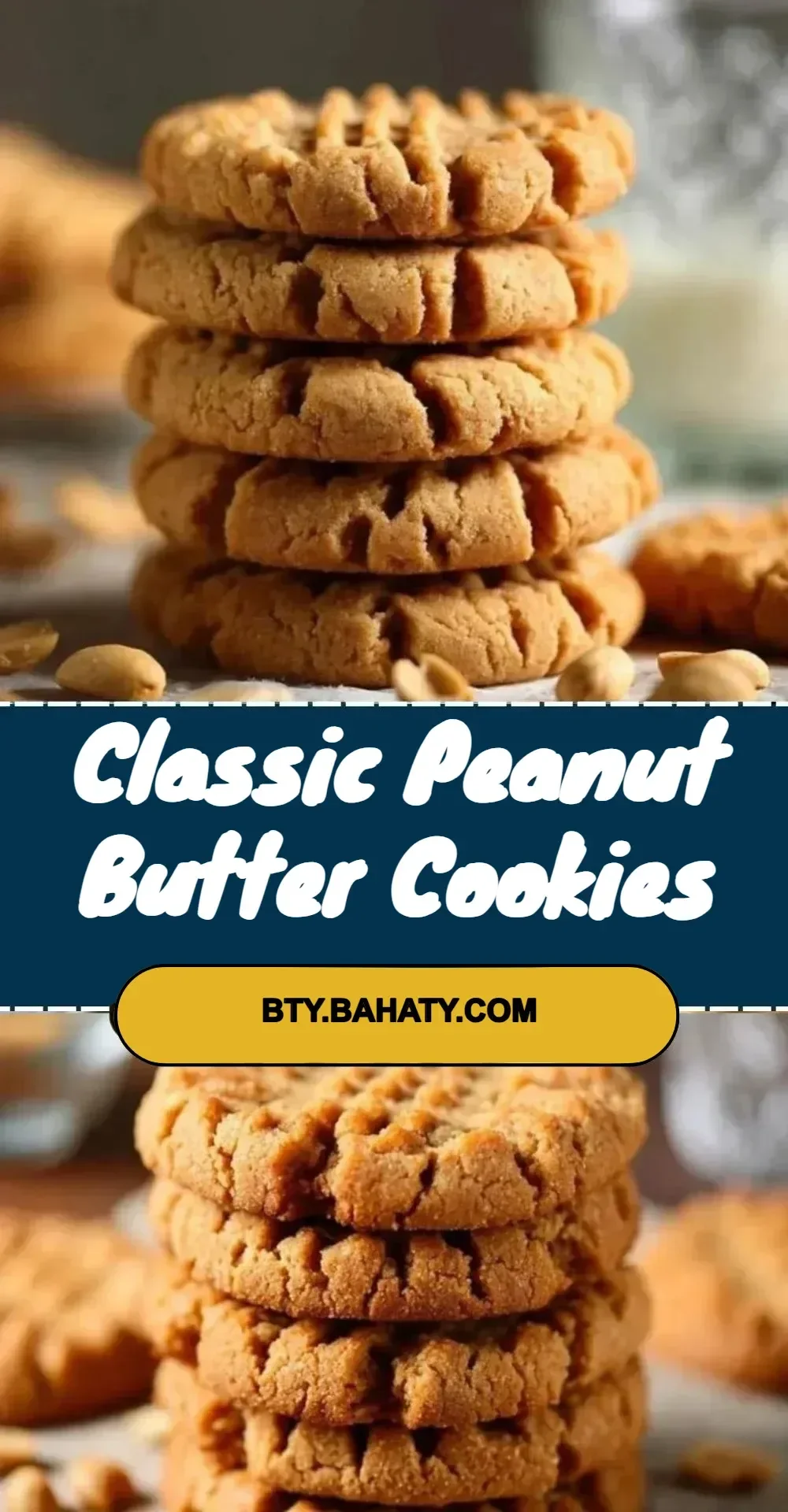 Freshly baked classic peanut butter cookies on a cooling rack