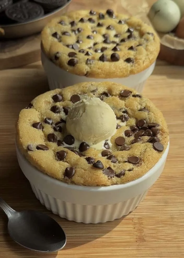 Deep dish cookie pies filled with Nutella, a delicious dessert treat