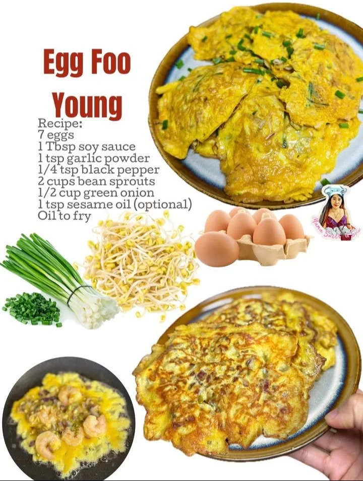 Delicious Egg Foo Young dish served with sauce and vegetables