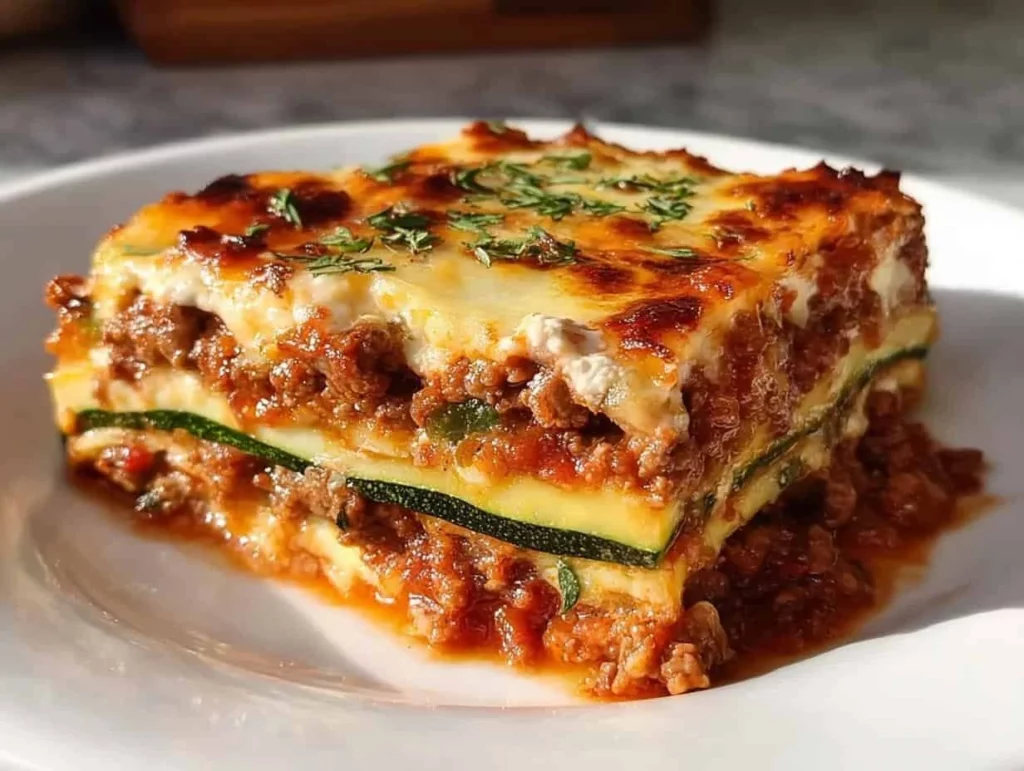 Incredible zucchini lasagna with layers of vegetables and cheese