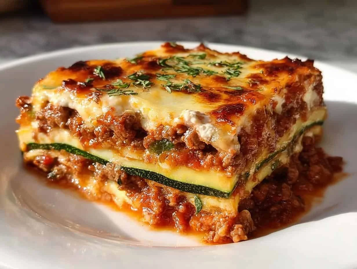 Incredible zucchini lasagna with layers of vegetables and cheese
