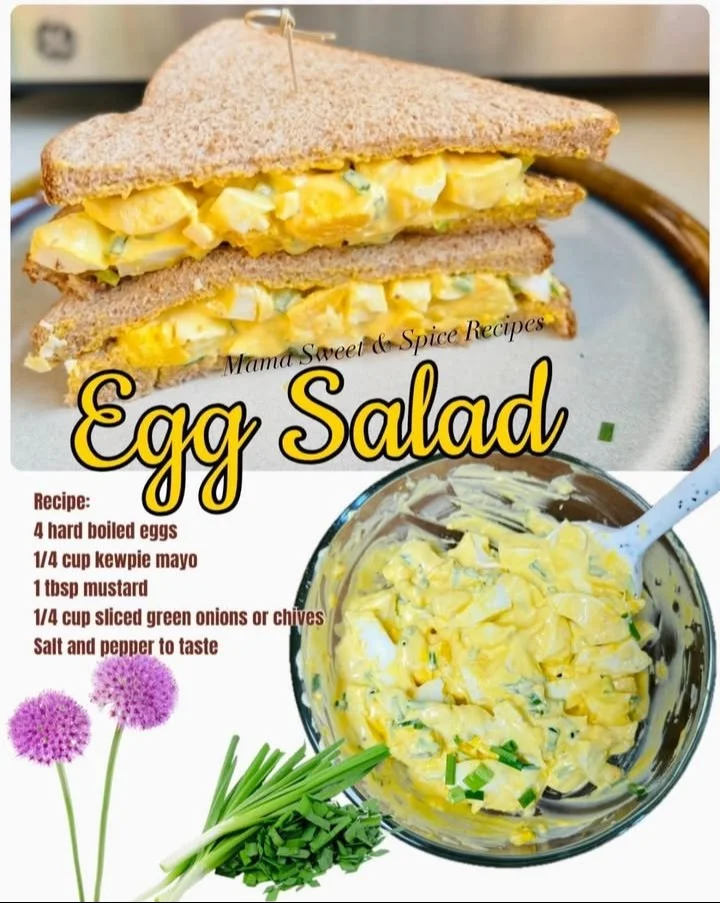 A bowl of easy and delicious egg salad with fresh herbs and spices.