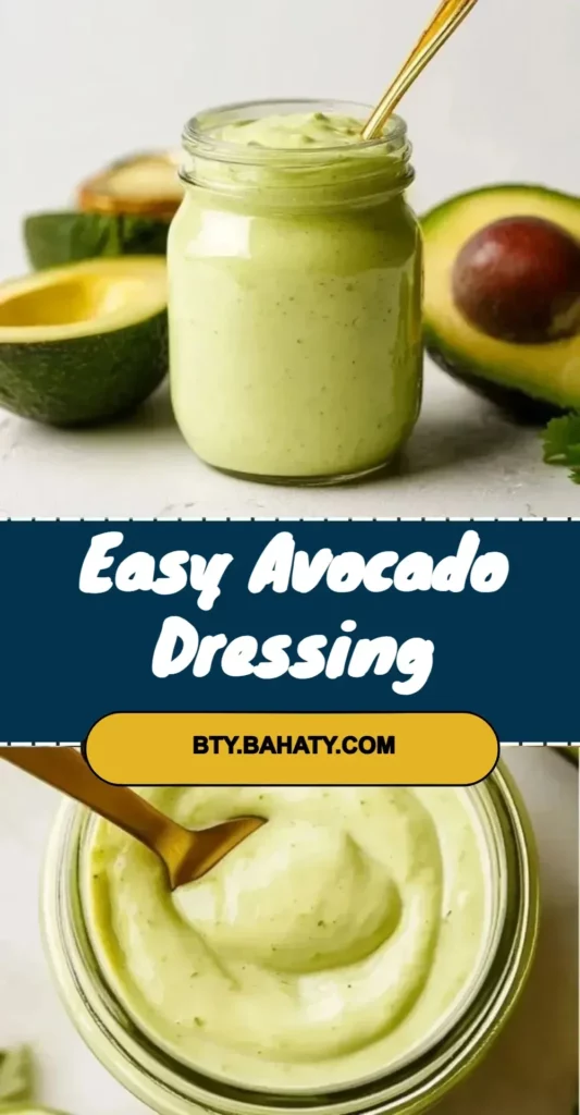 Easy avocado dressing served on a fresh salad