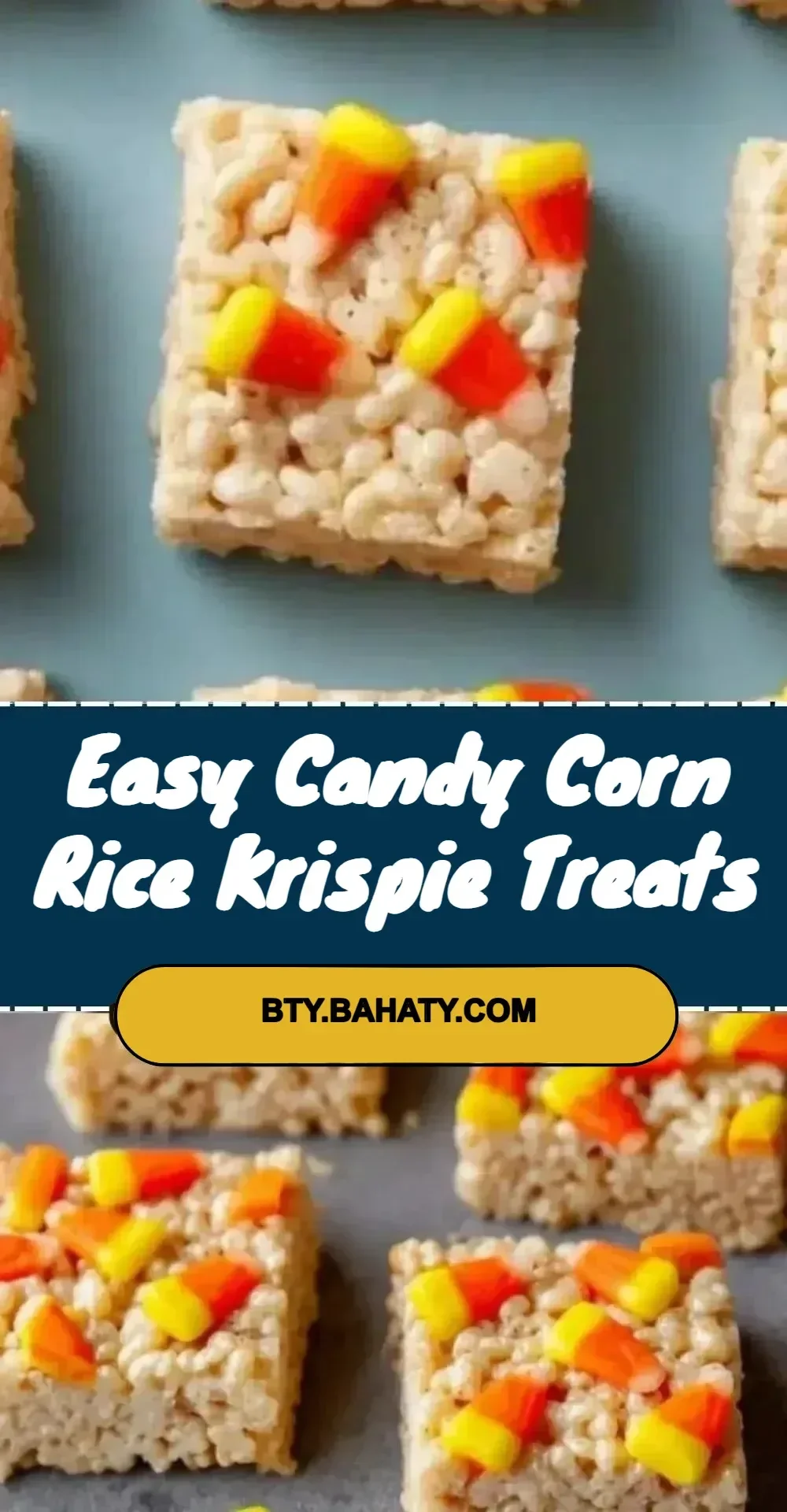 Delicious easy candy corn rice krispie treats decorated for Halloween