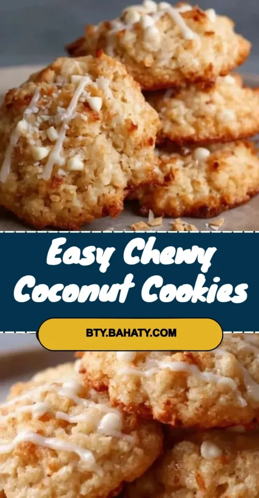 Batch of easy chewy coconut cookies on a cooling rack