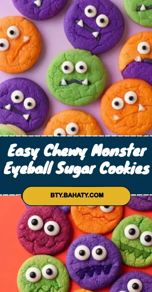 Easy chewy monster eyeball cookies decorated for Halloween