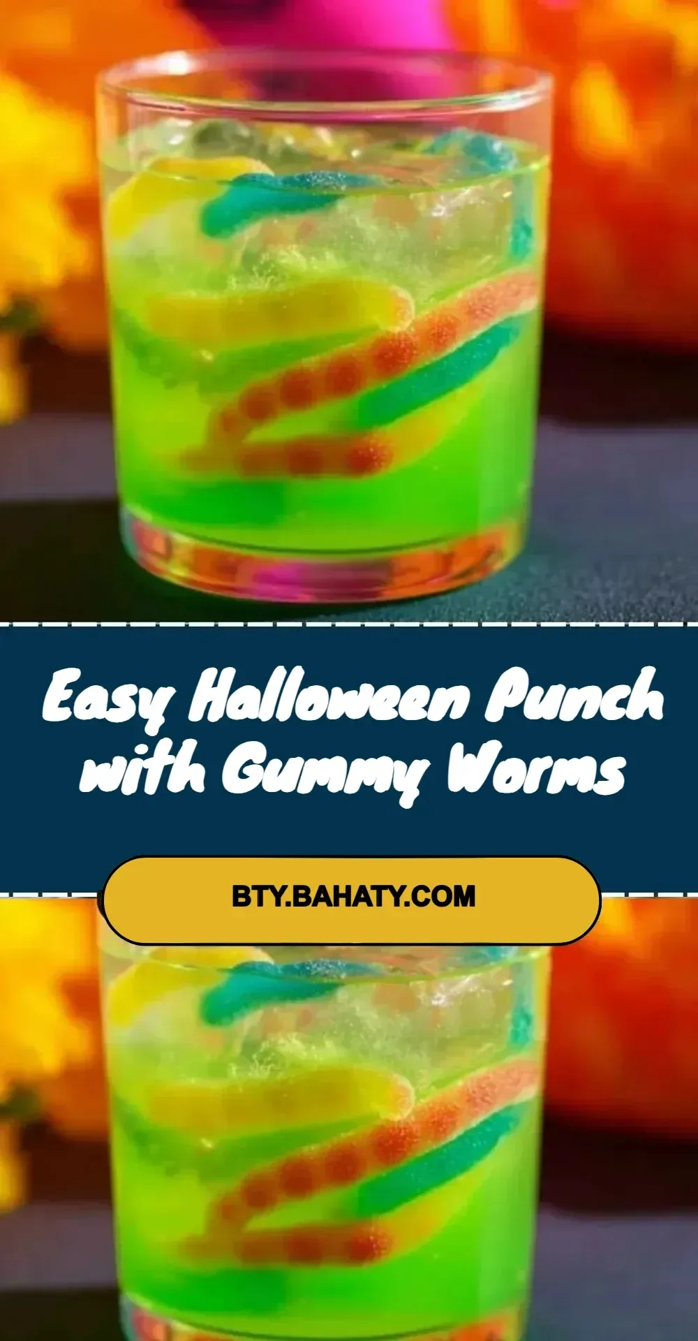 Spooky Halloween punch with gummy worms for a festive celebration