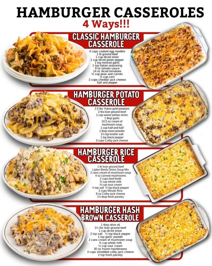 Easy hamburger casserole dish served in a casserole dish, perfect for weeknight dinners.