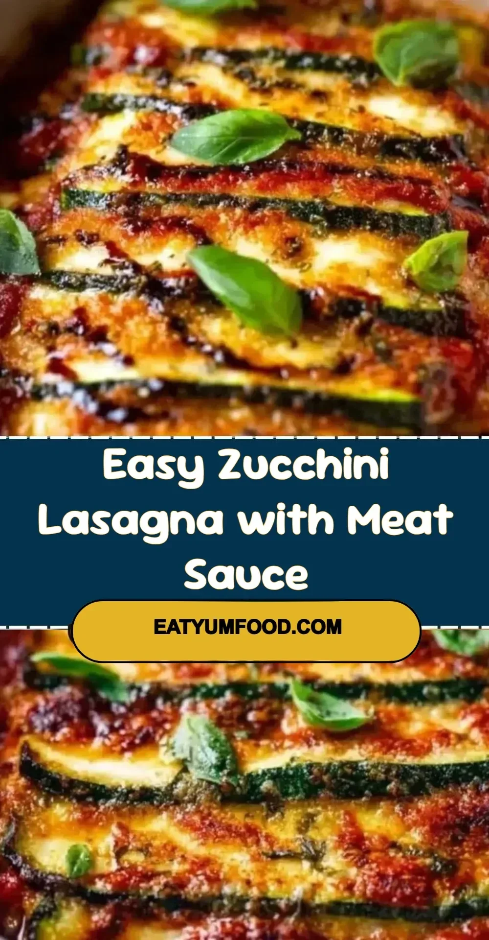 Delicious easy zucchini lasagna layered with hearty meat sauce and cheese