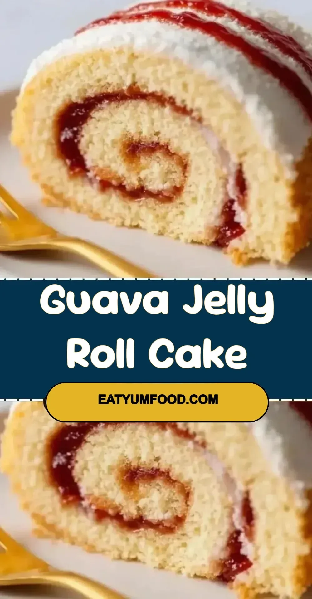 Slices of delicious Guava Jelly Roll Cake on a plate with fresh guava slices.