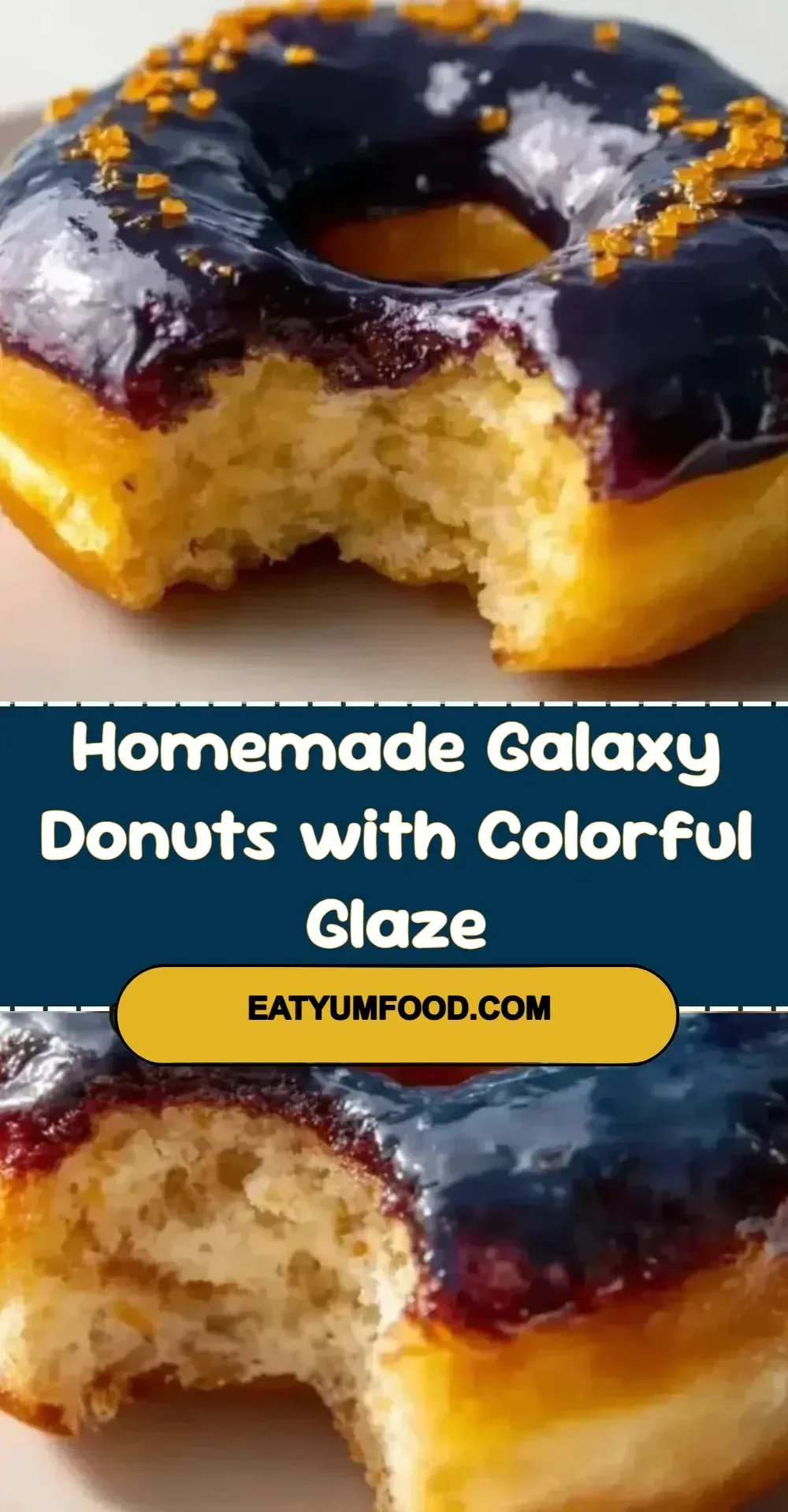 Homemade galaxy donuts with colorful glaze on a plate