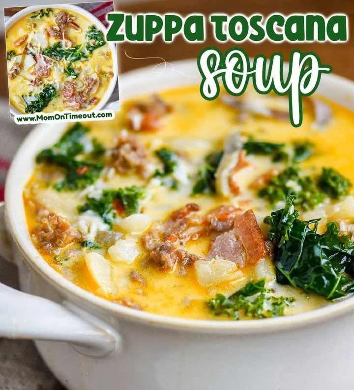 A bowl of homemade Tuscan soup with vegetables and herbs