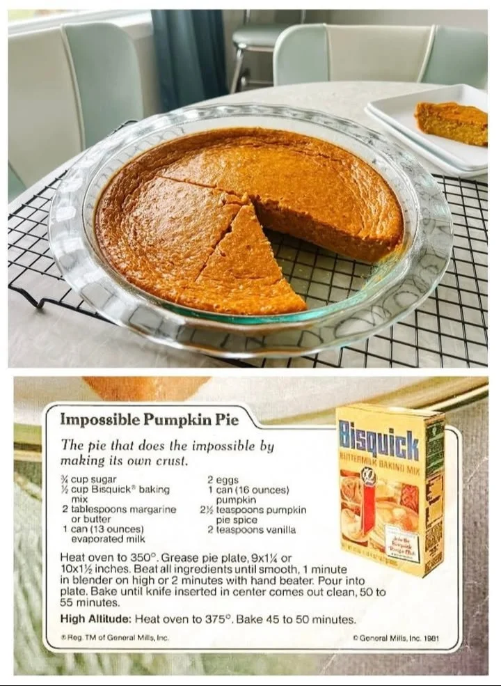 Slice of Impossible Pumpkin Pie with whipped cream on a plate