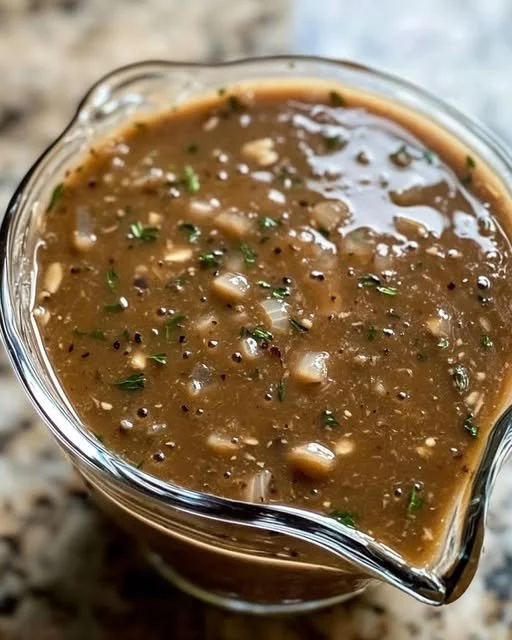 A jar of Nana's special sauce with fresh ingredients and spices.