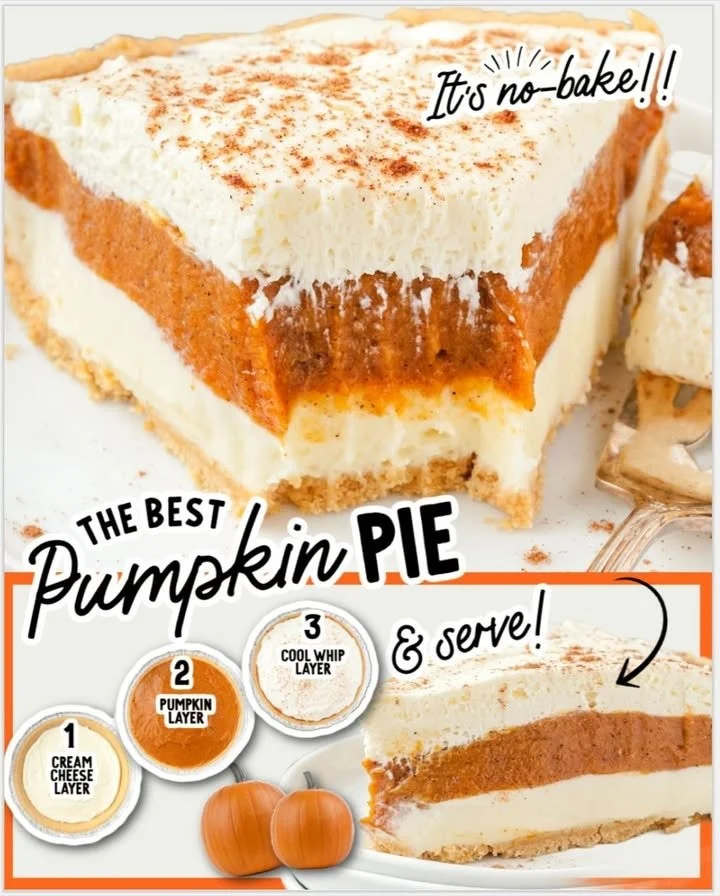 No bake pumpkin pie topped with whipped cream and spices in a pie dish