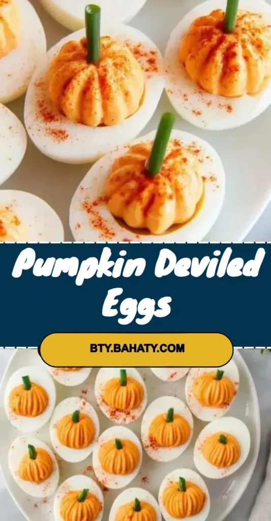 Colorful Pumpkin Deviled Eggs on a plate for a festive fall appetizer