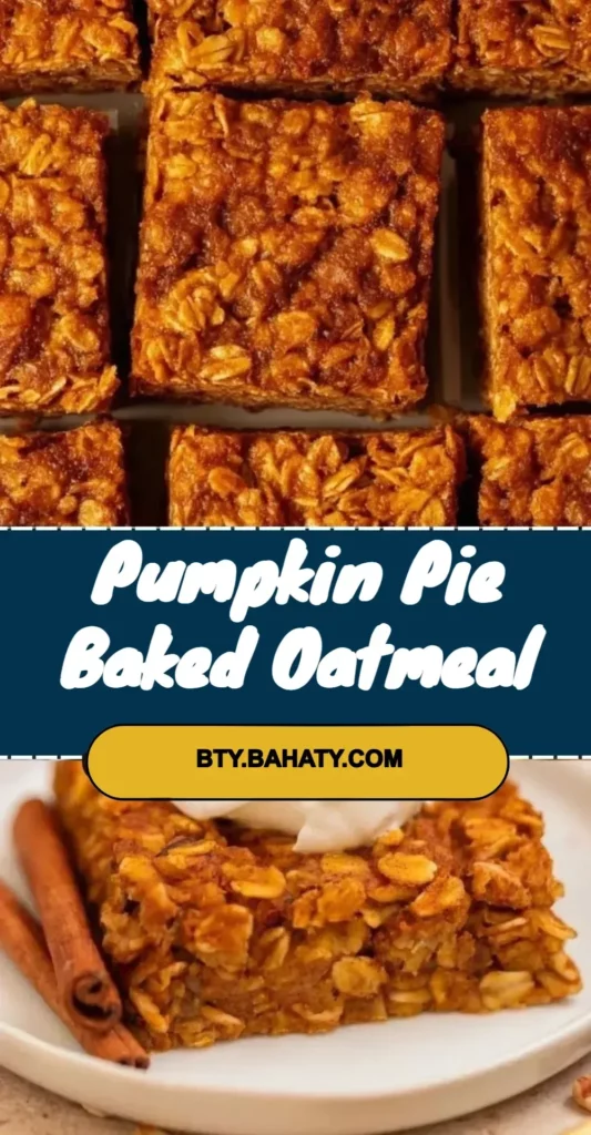 Bowl of pumpkin pie baked oatmeal topped with whipped cream and cinnamon