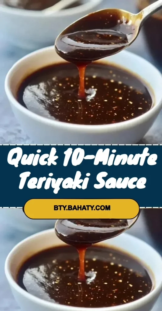 Homemade quick 10-minute teriyaki sauce in a bowl with ingredients surrounding it