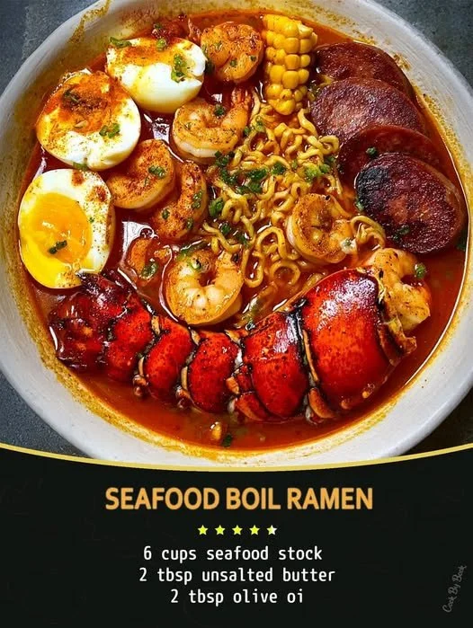 Delicious Seafood Boil Ramen Bowl with fresh seafood and rich broth