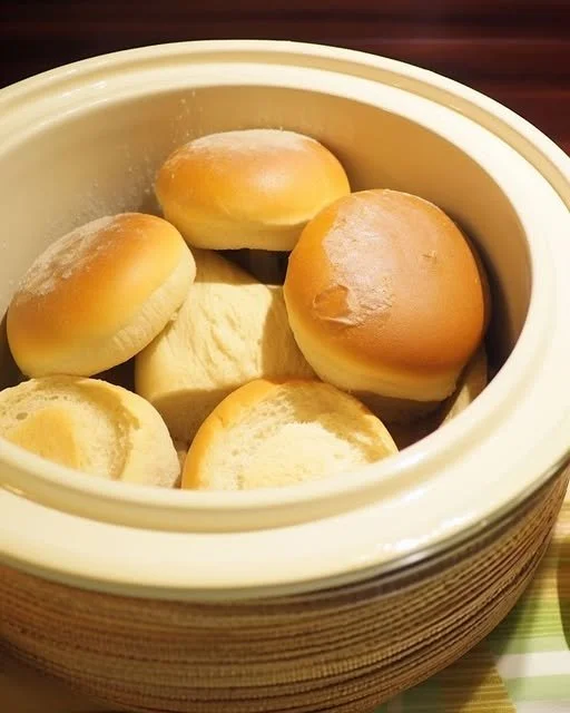 Delicious slow cooker hamburger bun casserole served in a bowl
