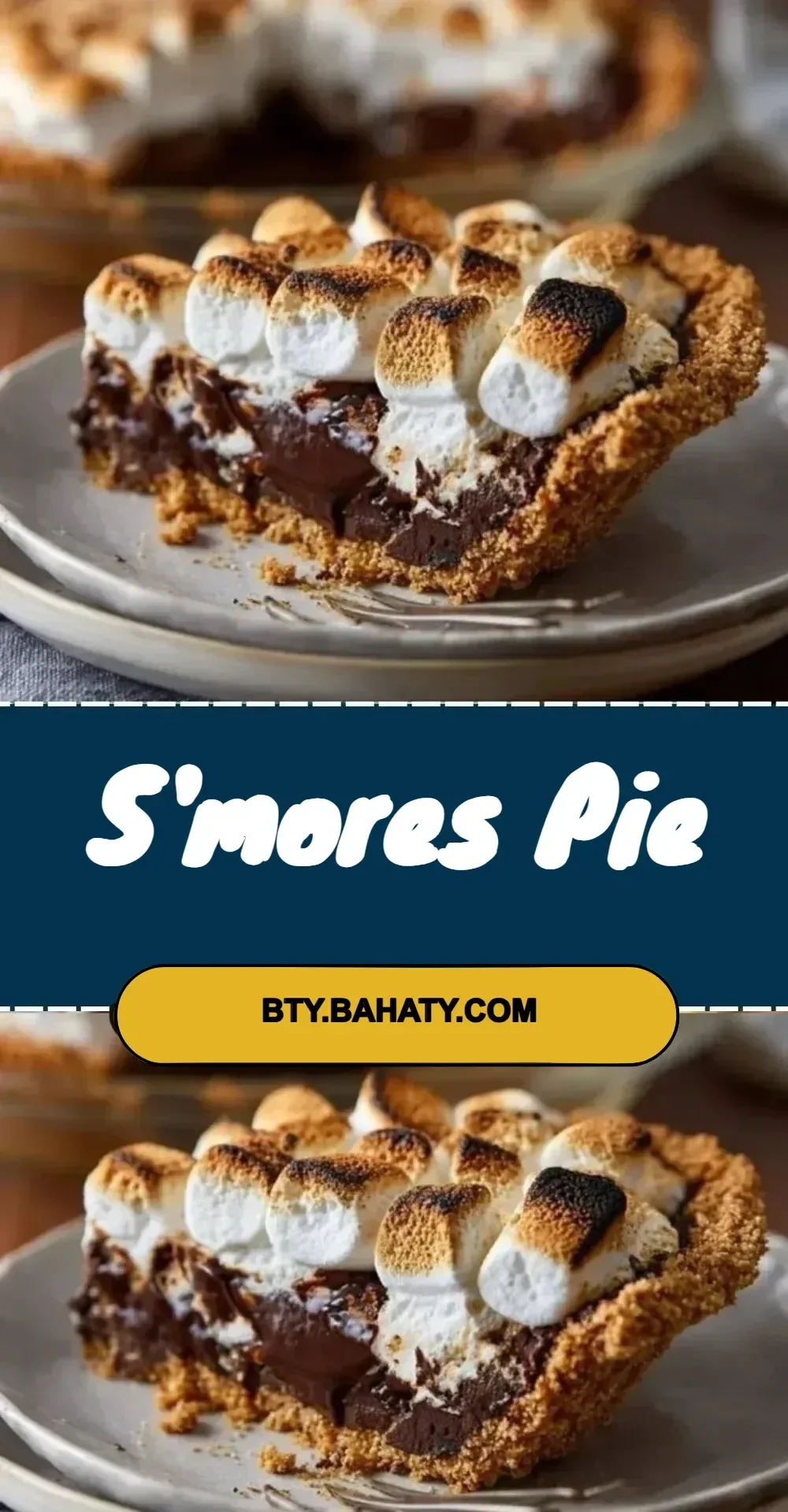 Delicious homemade S'mores Pie with chocolate, marshmallow, and graham cracker crust.