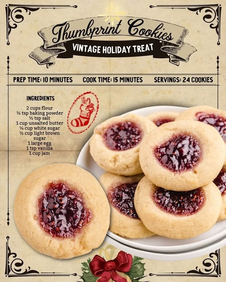 Delicious homemade thumbprint cookies filled with jam and chocolate