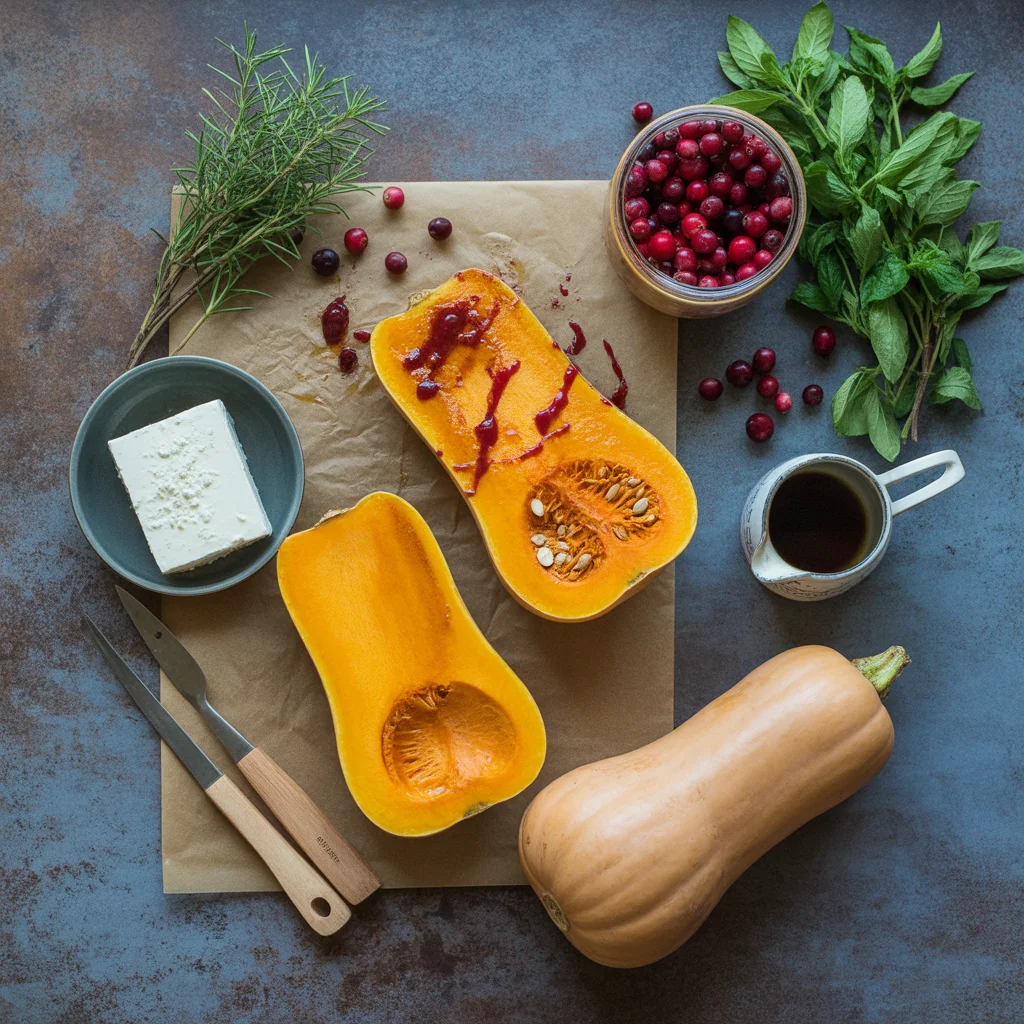 caramelized-butternut-squash-with-tangy-feta-and-cranberry-drizzle-2