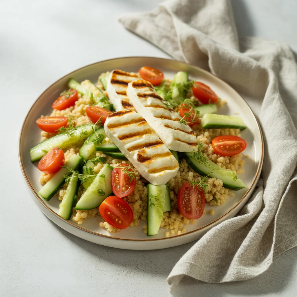 zucchini-halloumi-salad-with-couscous-lemon-dressing