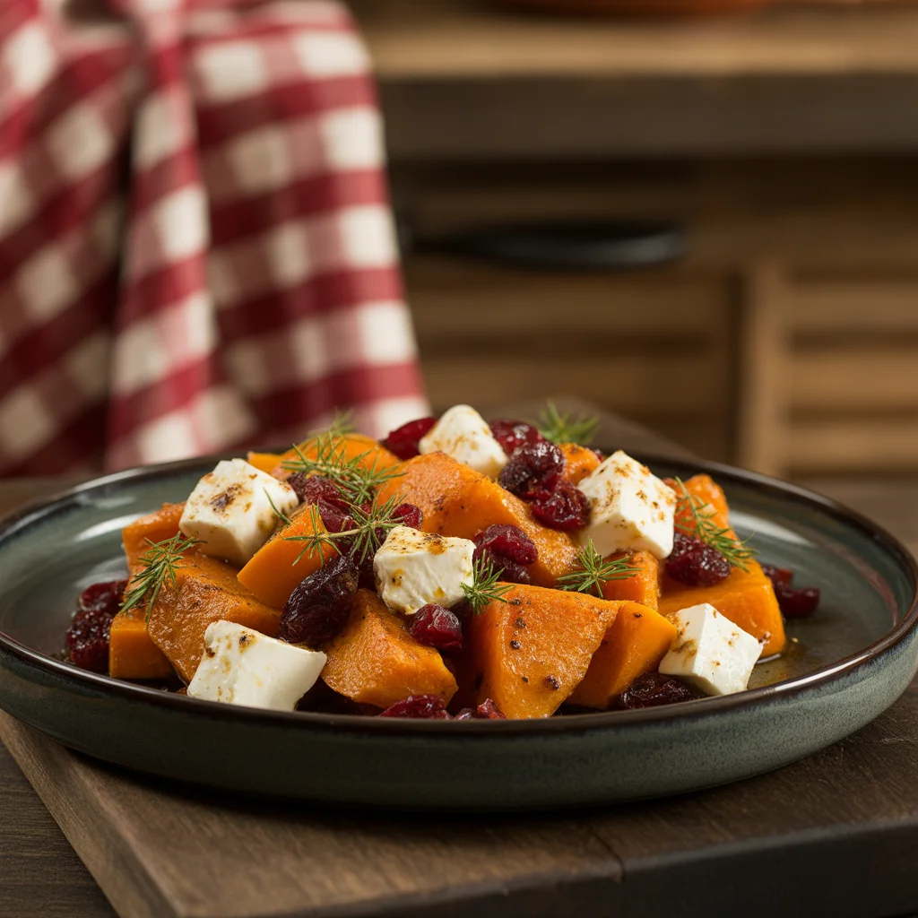 caramelized-butternut-squash-with-tangy-feta-and-cranberry-drizzle