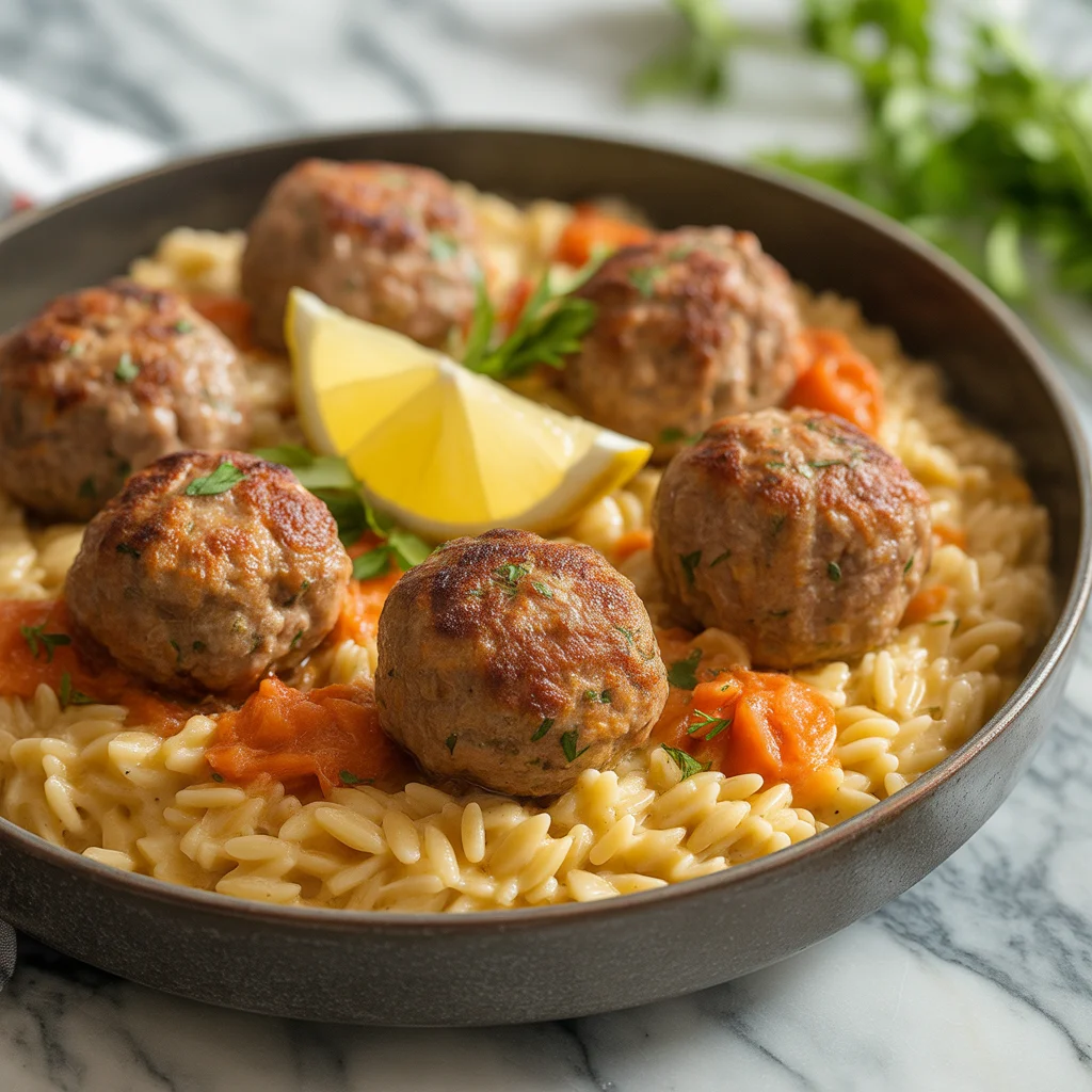lemon-chicken-ricotta-meatballs-with-garlic-orzo-2