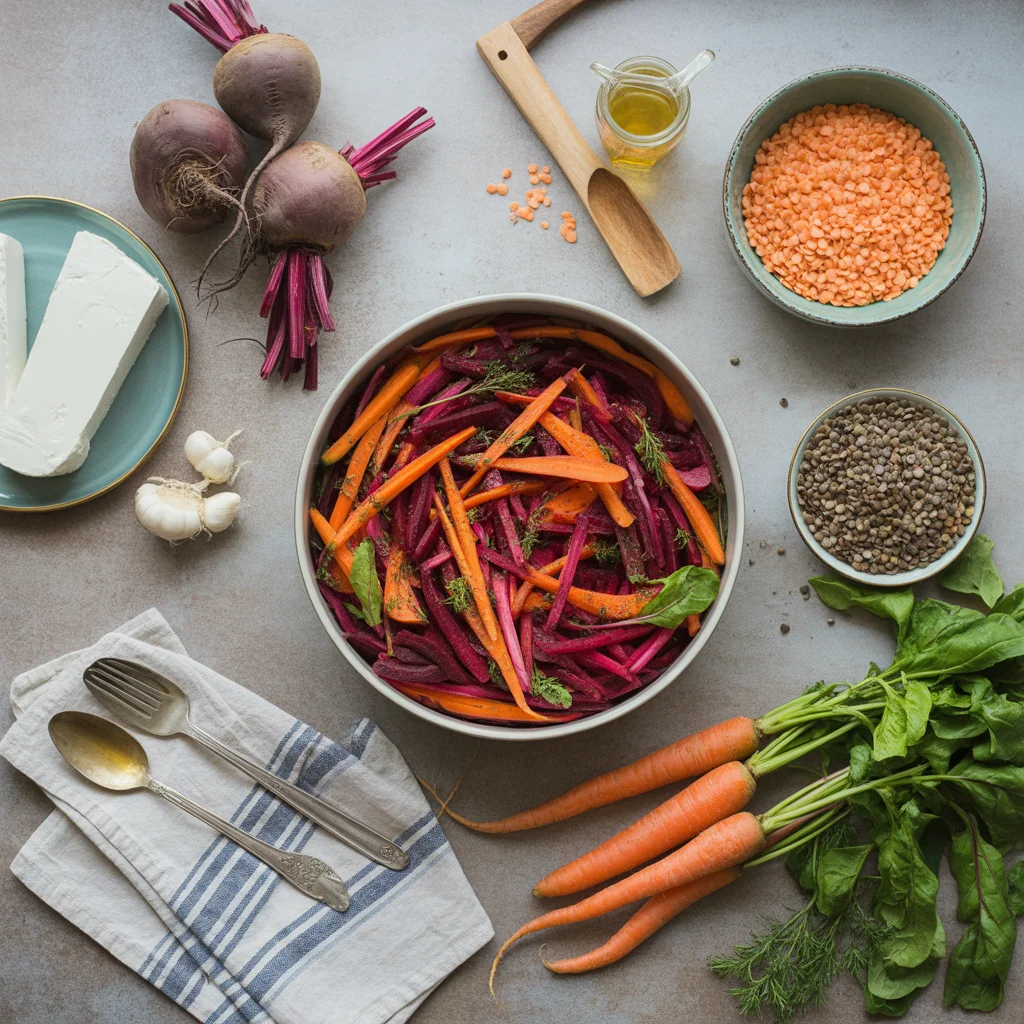roasted-beet-and-carrot-salad-with-feta-and-yogurt-dressing