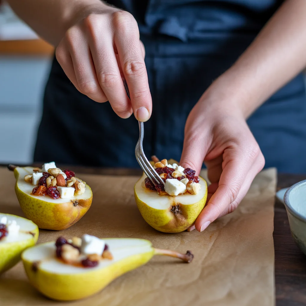 baked-pears-with-feta-honey-and-cranberries