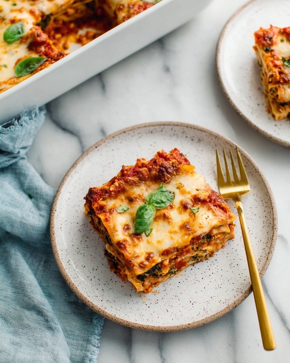 Veggie and Spinach Lasagna with Cottage Cheese and Tomato Sauce Recipe