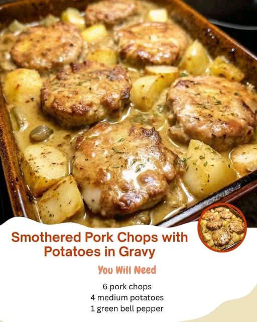 Smothered Pork Chops with Potatoes in Gravy