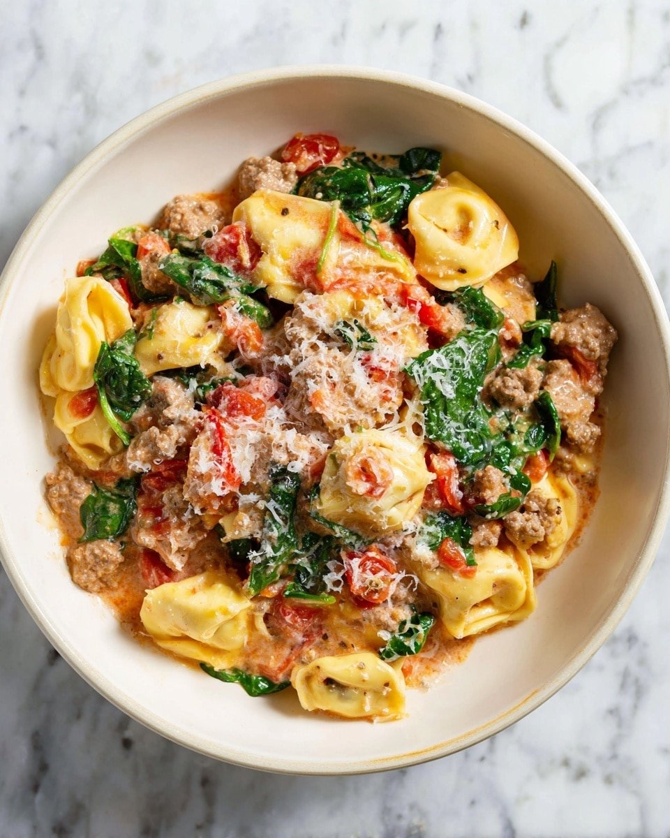 One-Pan Italian Sausage and Cheese Tortellini Skillet Recipe