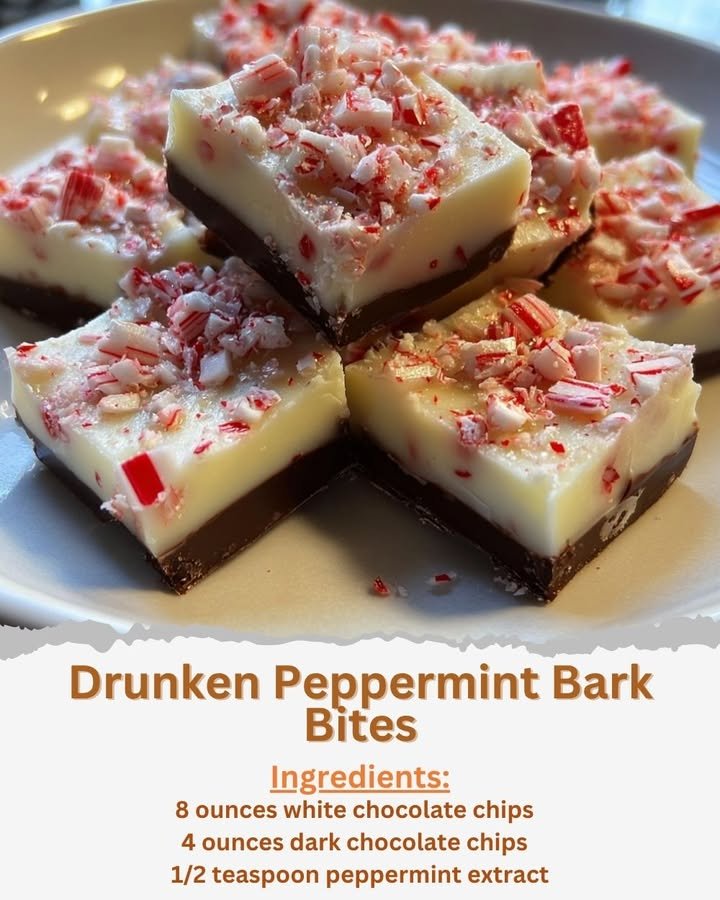 Drunken Peppermint Bark Bites