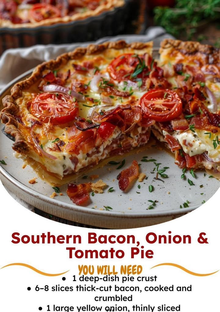 Southern Bacon, Onion & Tomato Pie