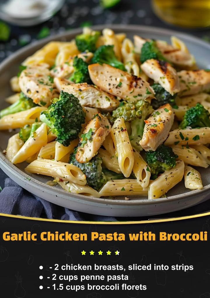Garlic Chicken Pasta with Broccoli