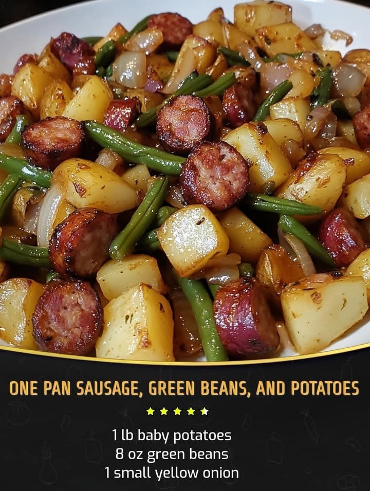 One Pan Sausage, Green Beans, and Potatoes