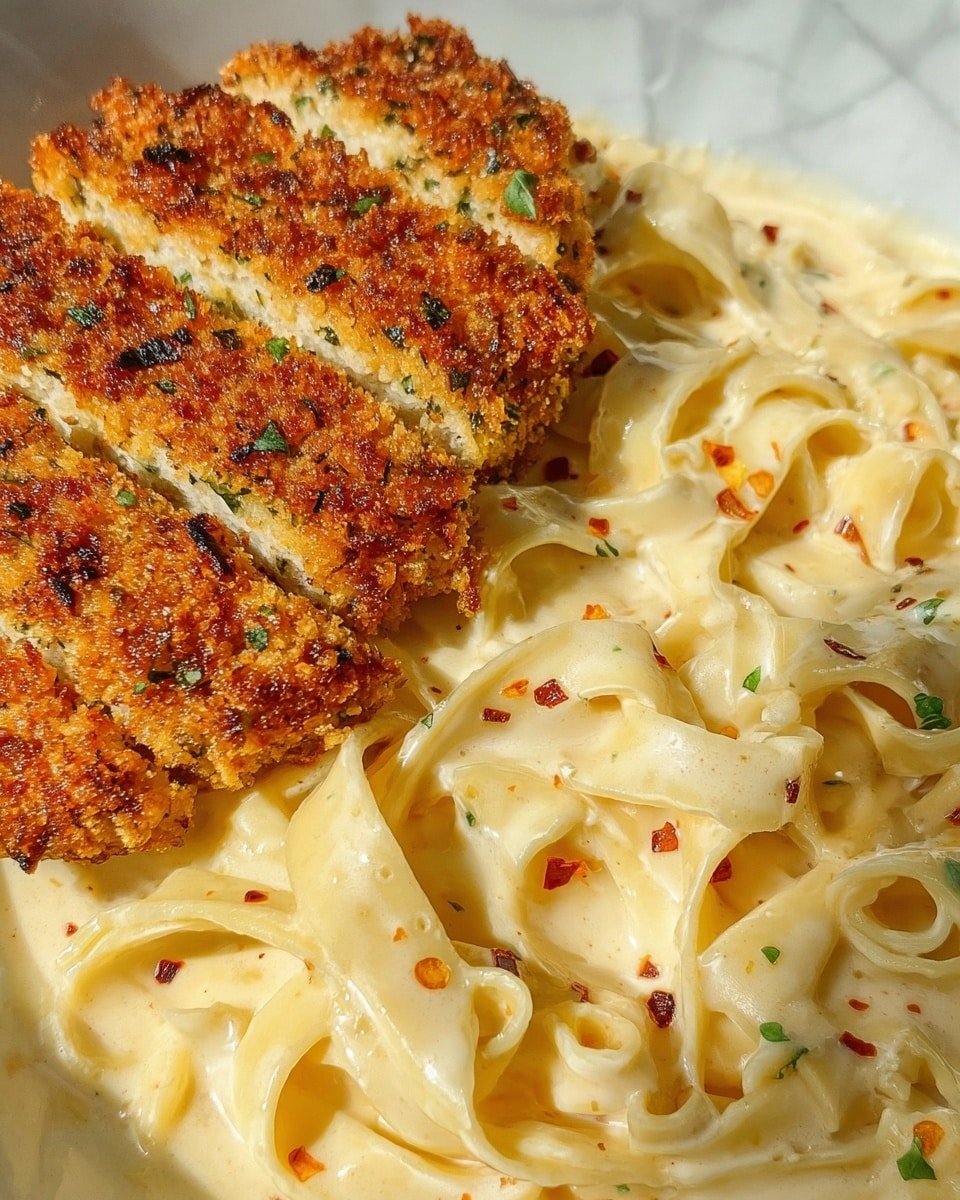 Creamy Chicken Alfredo Pasta with Parmesan-Crusted Chicken Recipe